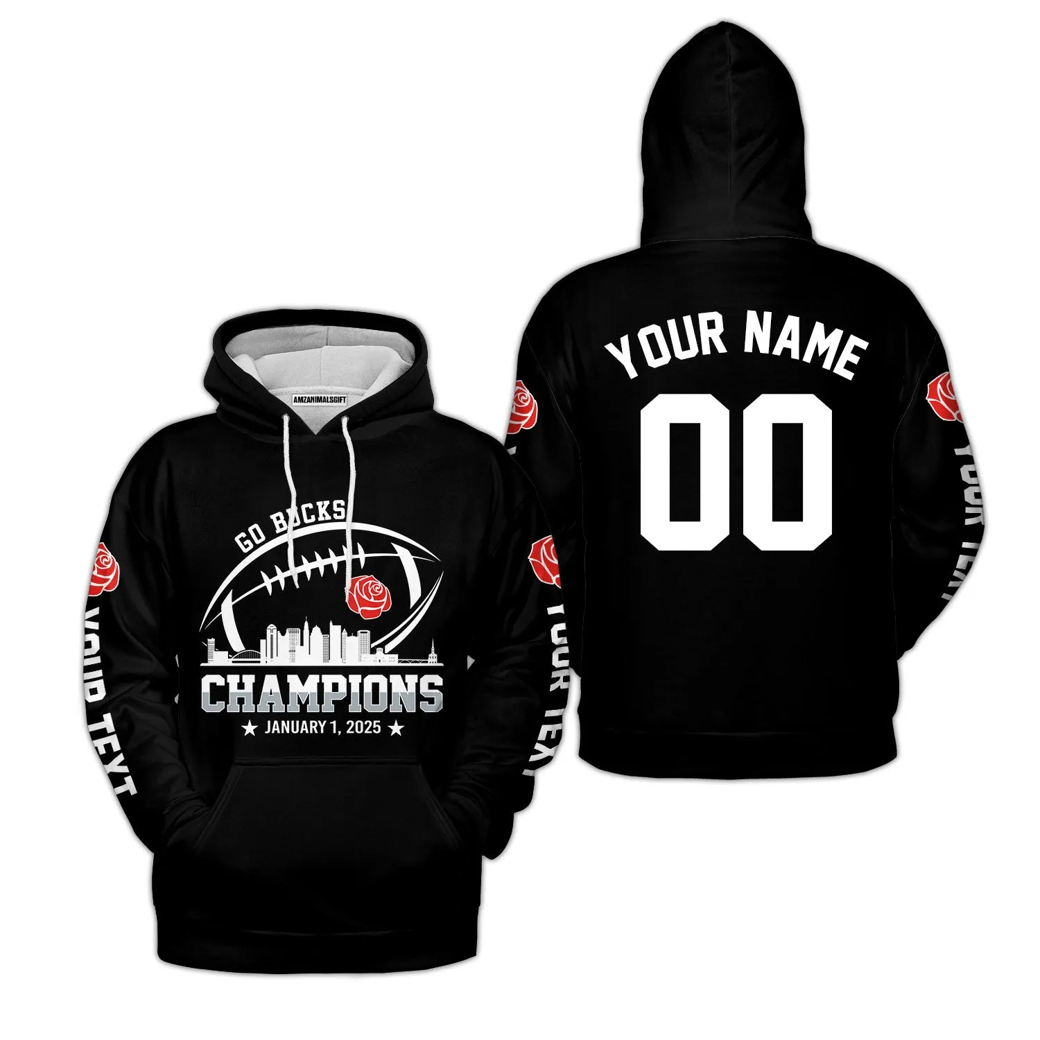 2025 Rose Champions Skyline Custom Double Sided Shirts, Go Bucks Football 2025 Rose Champions 2 Sided Custom Shirts