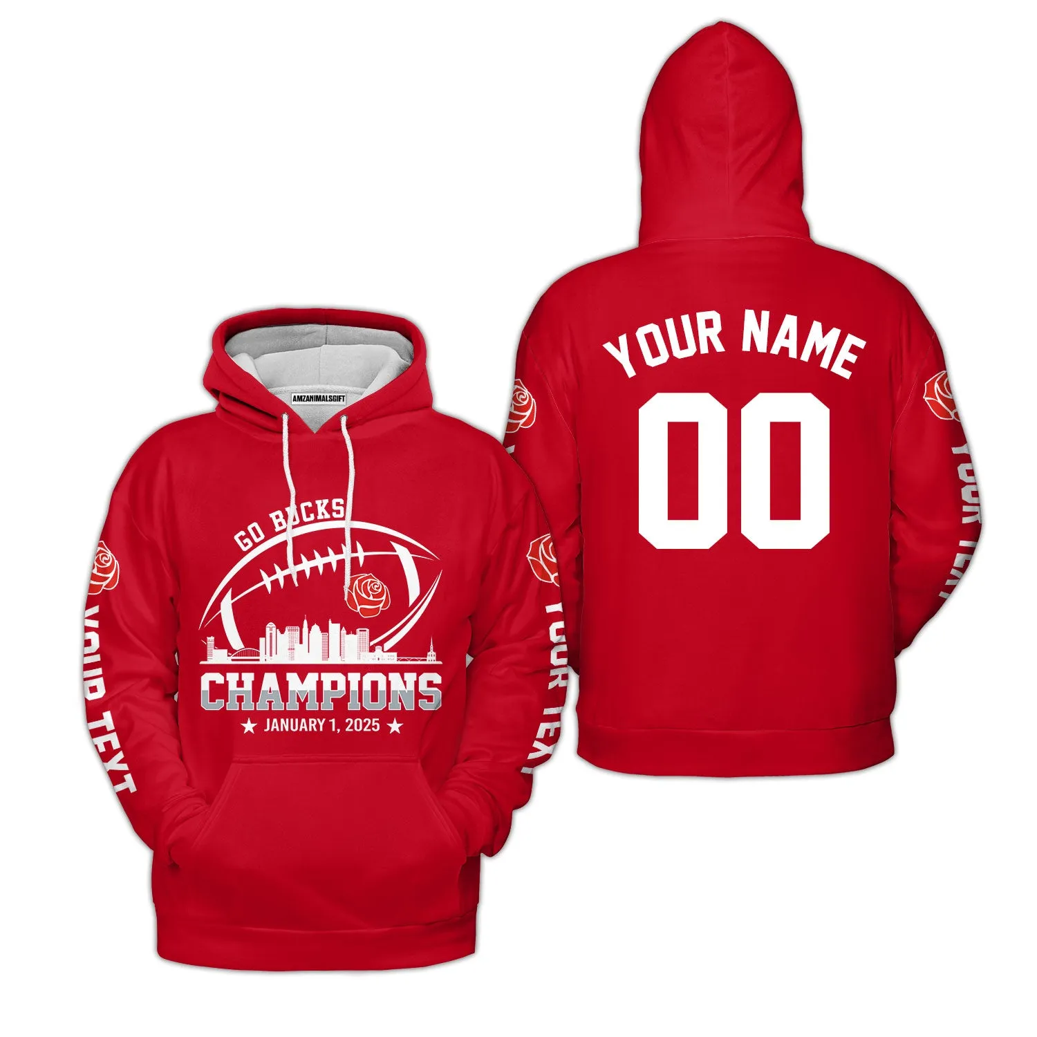 2025 Rose Champions Skyline Custom Double Sided Shirts, Go Bucks Football 2025 Rose Champions 2 Sided Custom Shirts
