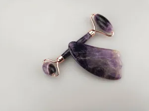 Amethyst Facial Roller   Gua Sha Set by ZAQ Skin & Body