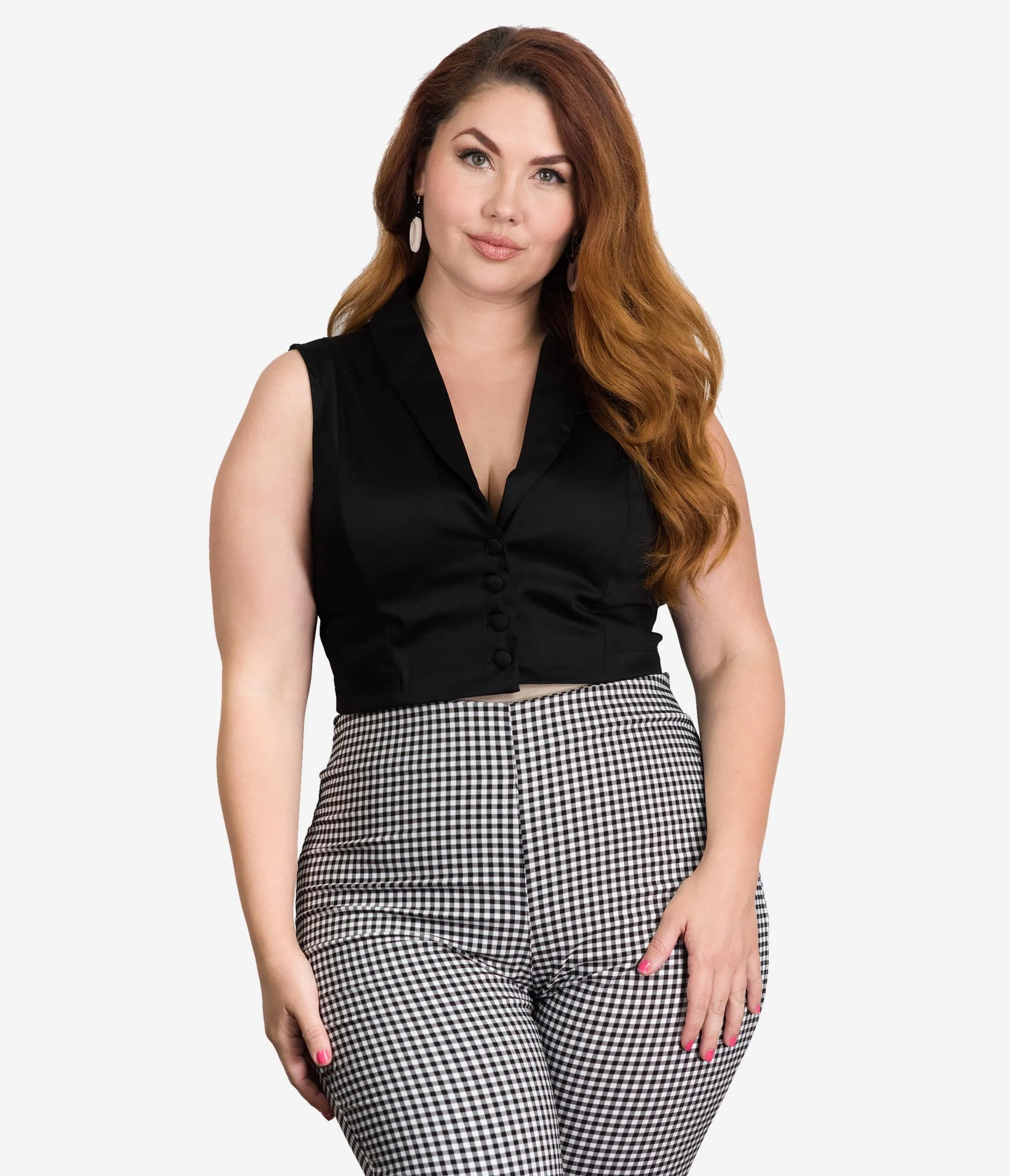 Bettie Page Plus Size Black Tucson Sleeveless Crop Top