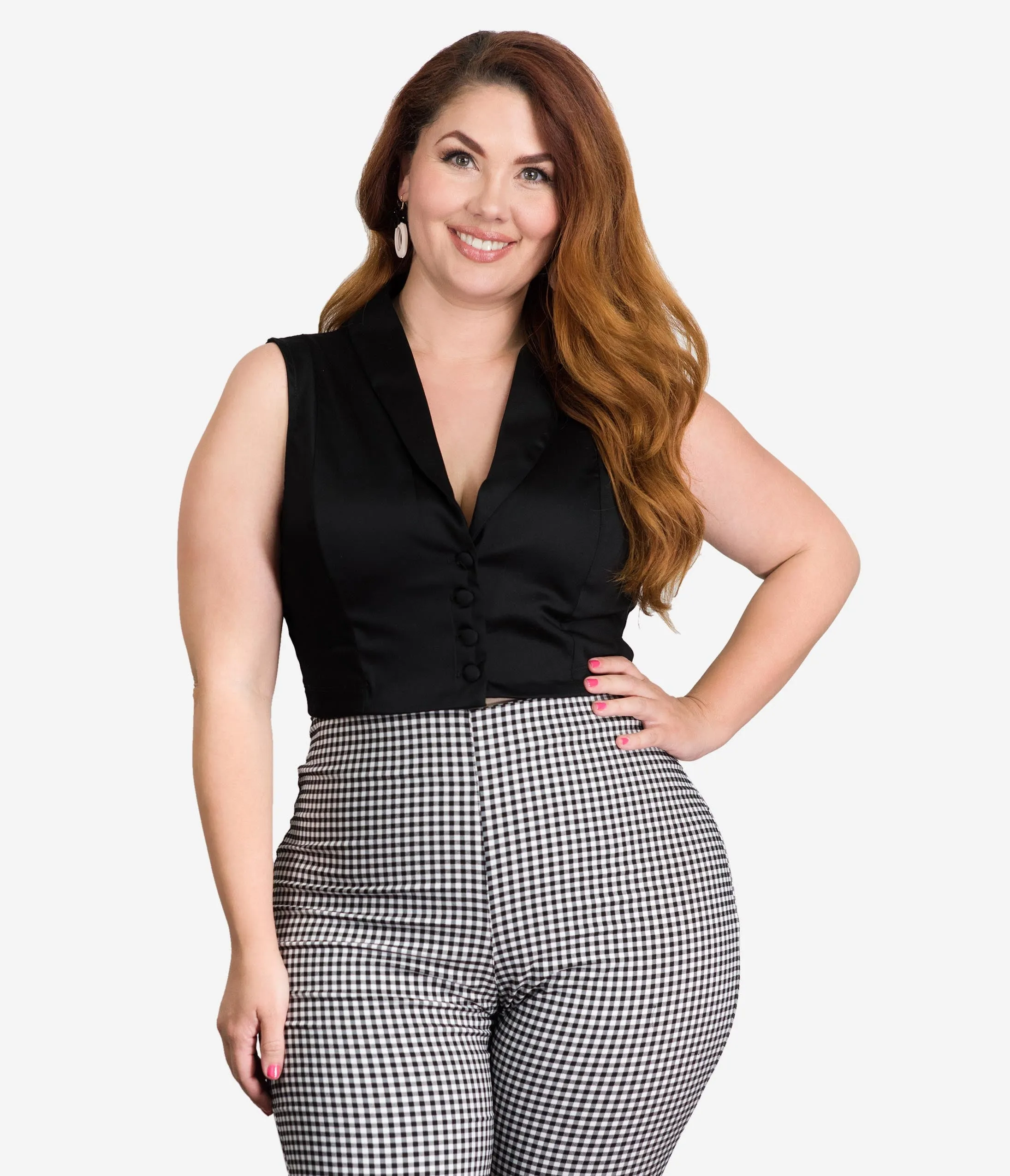 Bettie Page Plus Size Black Tucson Sleeveless Crop Top