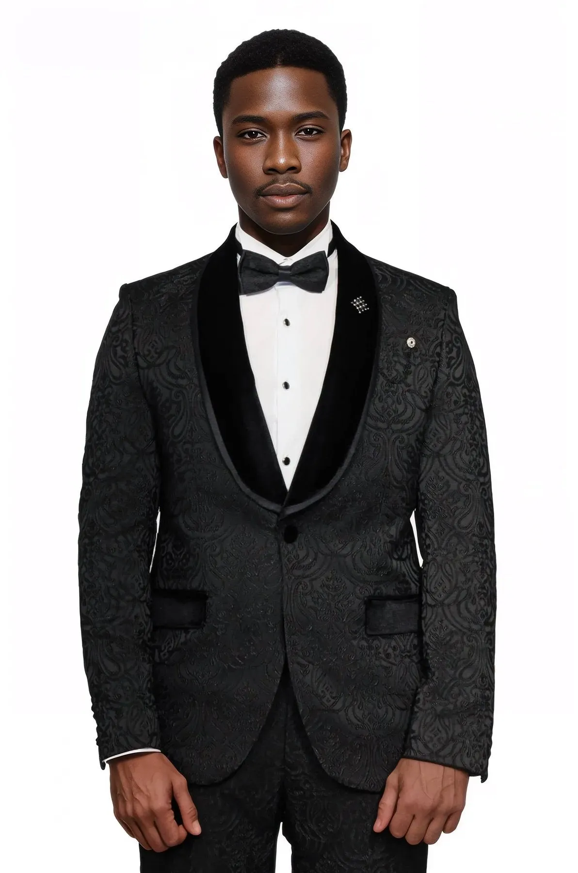 Black European Prom Tuxedo with Black Velvet Lapel – 2025 Essential