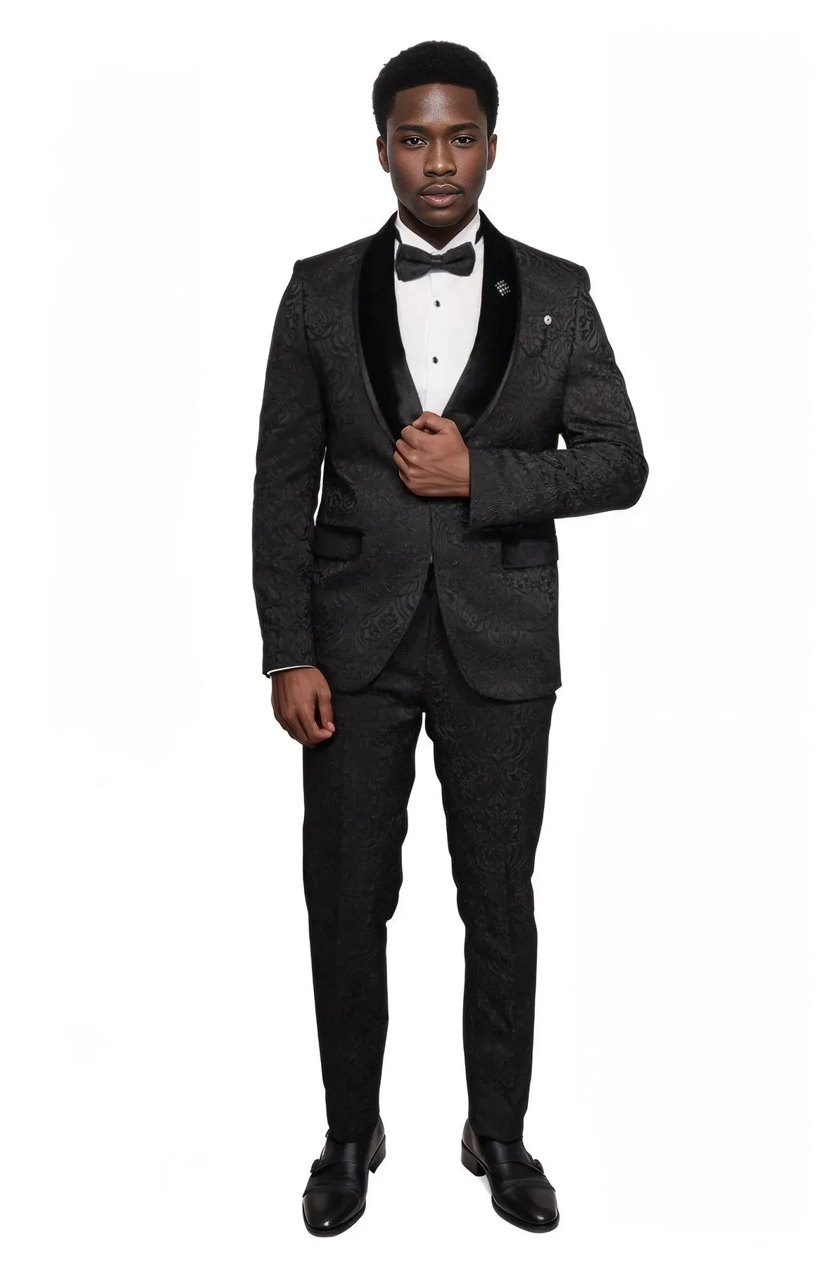 Black European Prom Tuxedo with Black Velvet Lapel – 2025 Essential