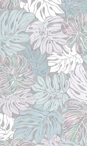 Casual Lavender & Blue Graphic Monstera Leaves 30435