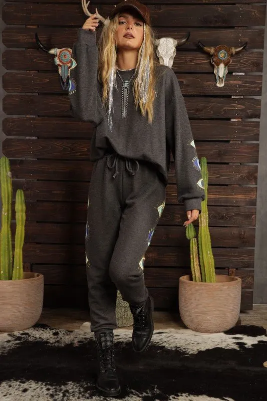 Charcoal Evil Eye Sweatpants