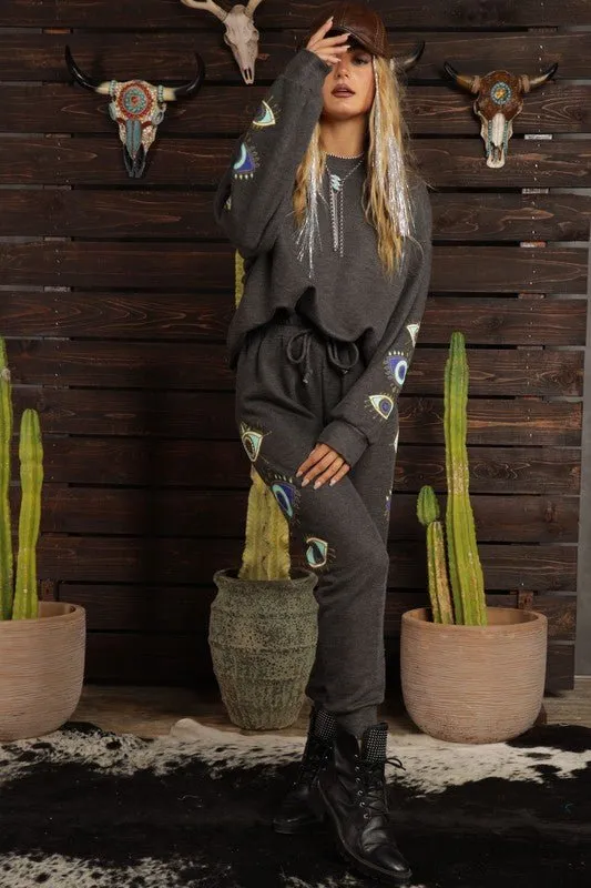 Charcoal Evil Eye Sweatpants