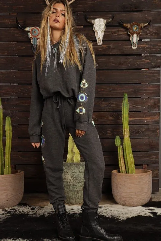 Charcoal Evil Eye Sweatpants