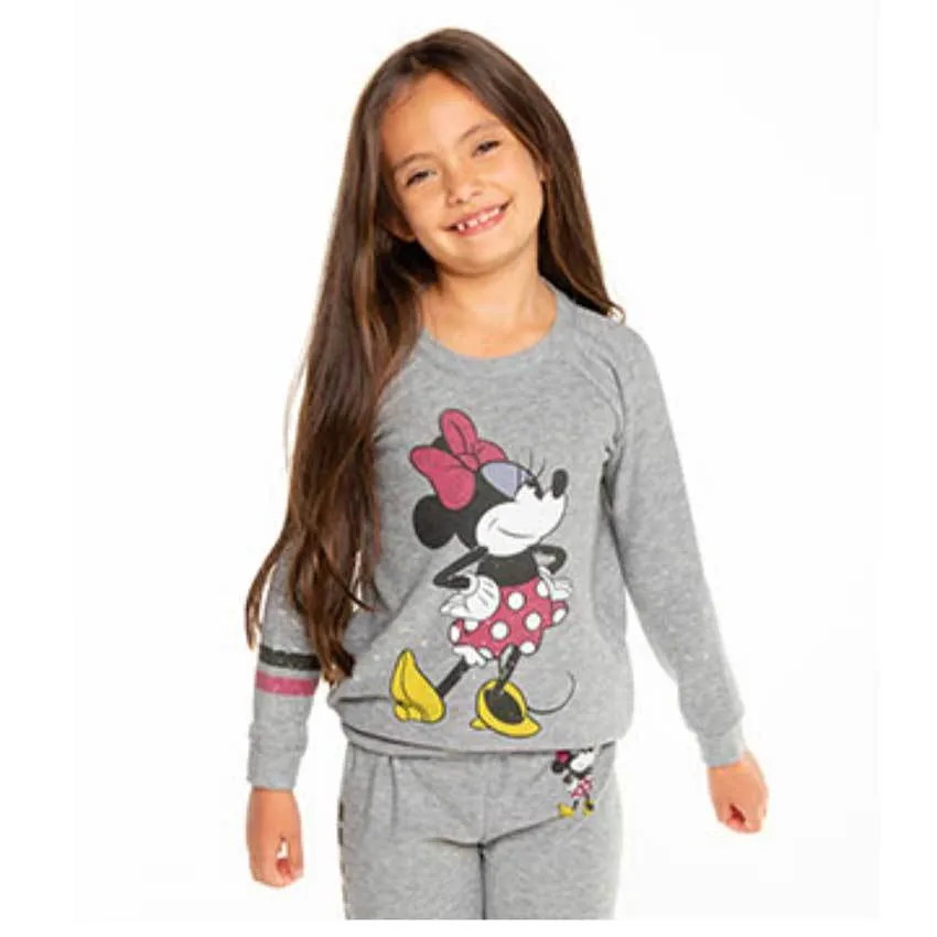 Chaser Minnie Mouse Cozy Knit Raglan Girls Pullover