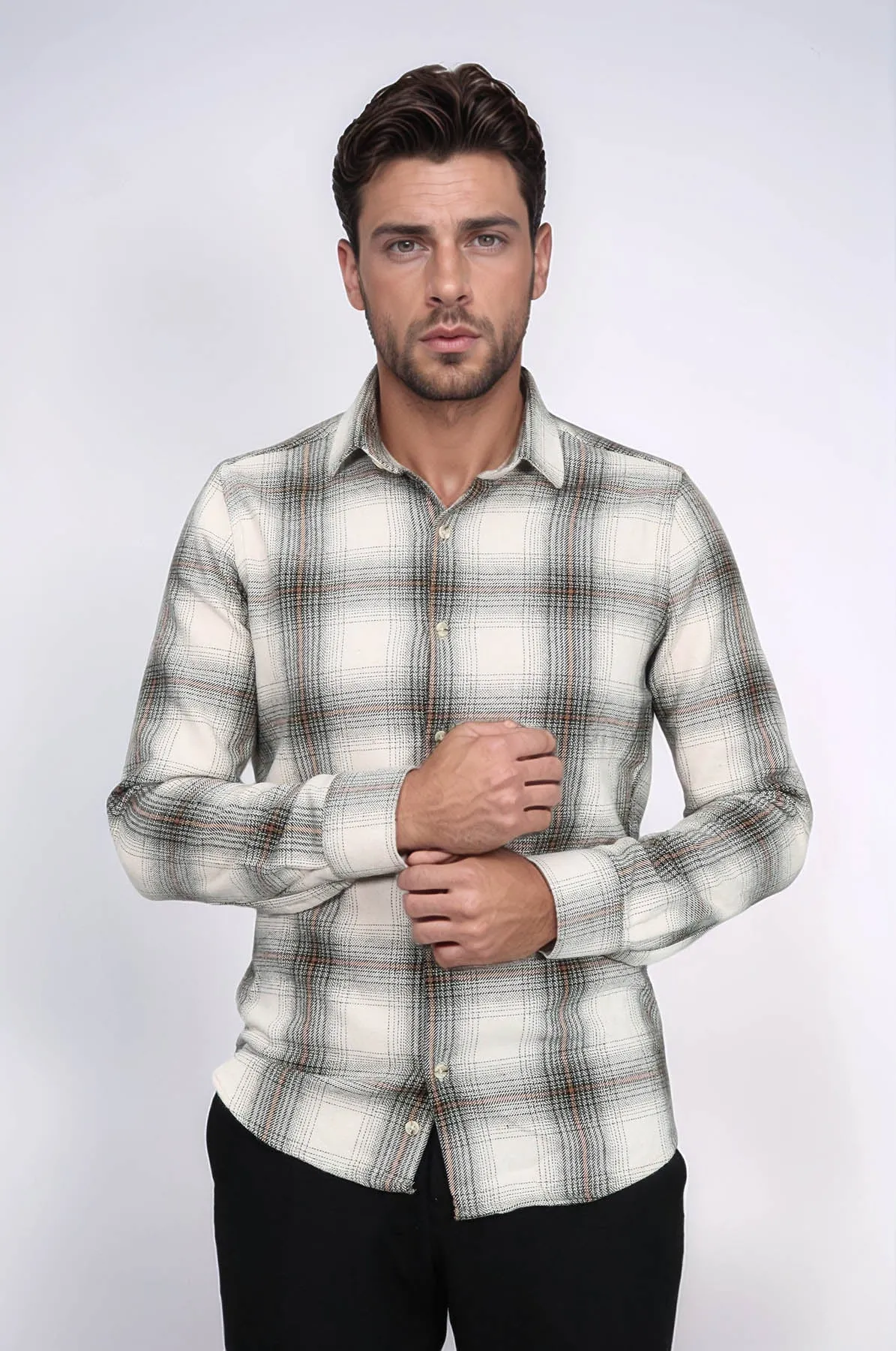 Checked Beige Men Lumberjack Shirt - Wessi