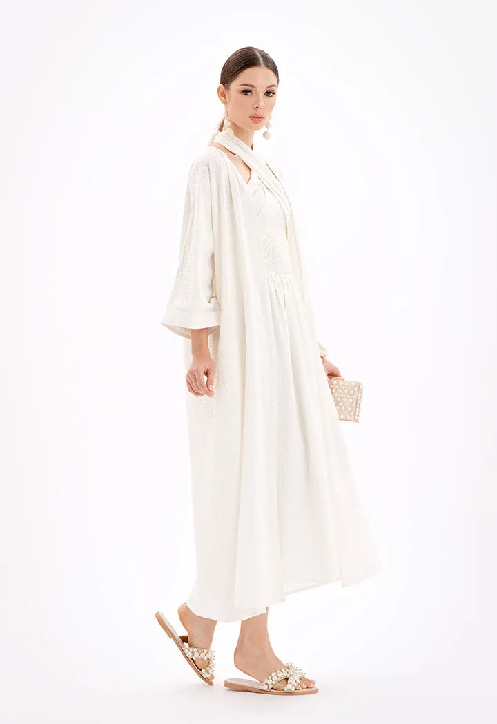 Choice Maxi Textured Open Front Kimono-Ramadan Style Off White