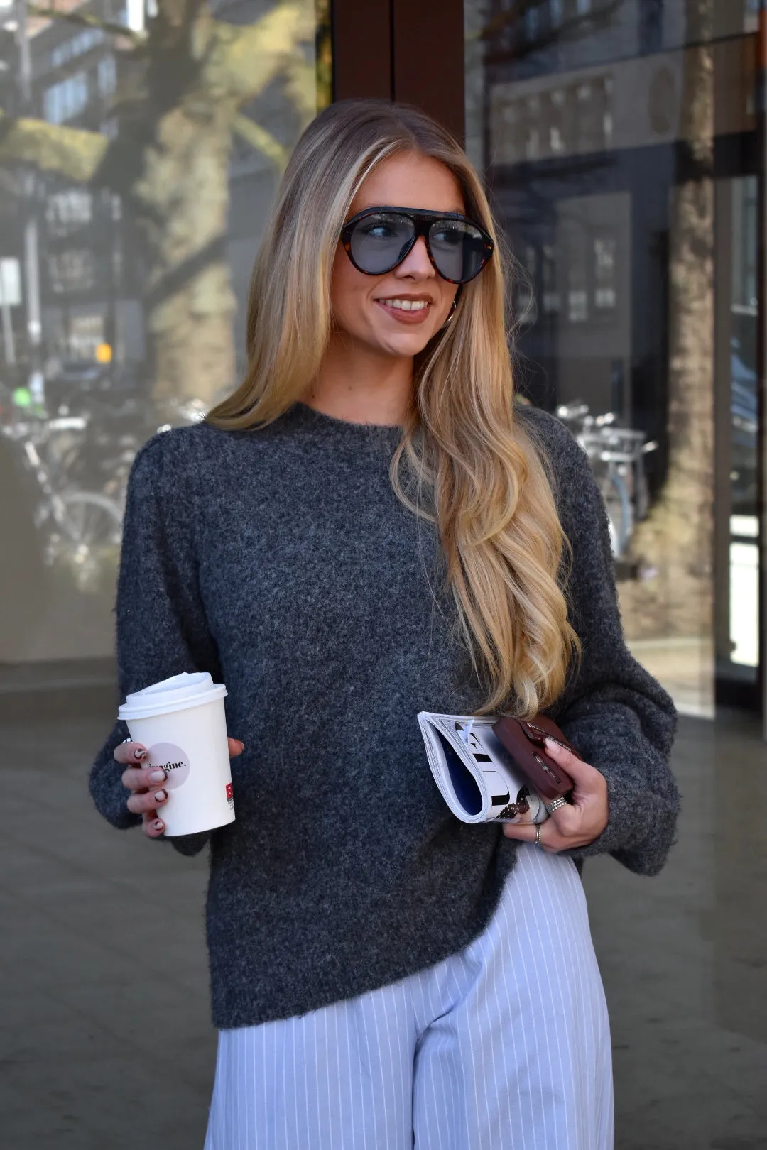 Cosy oversized trui - Grijs