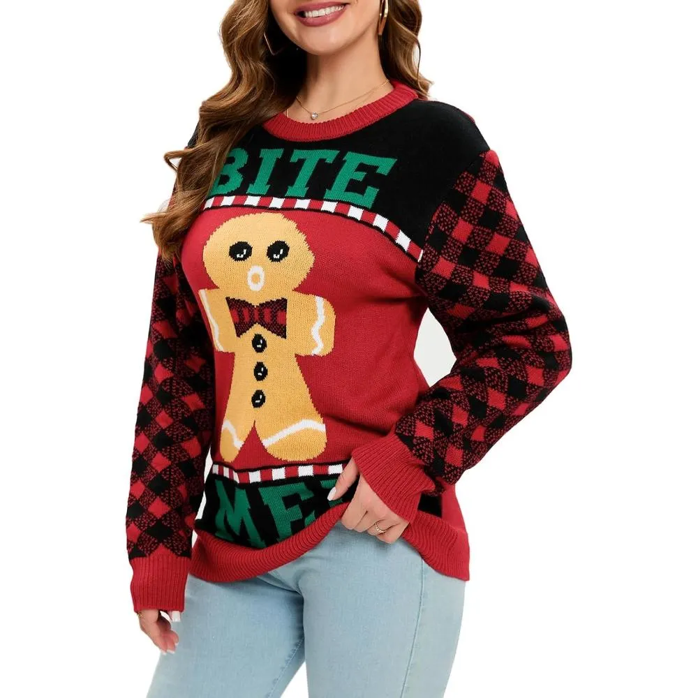 Cozy Christmas Crewneck Sweater With Novelty Print