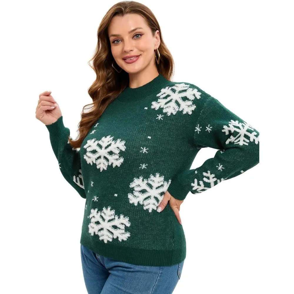 Cozy Christmas Crewneck Sweater With Novelty Print