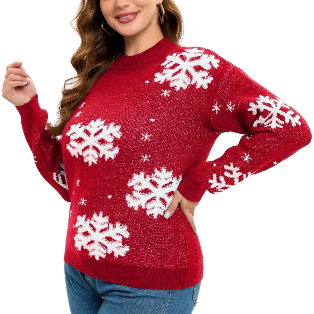 Cozy Christmas Crewneck Sweater With Novelty Print
