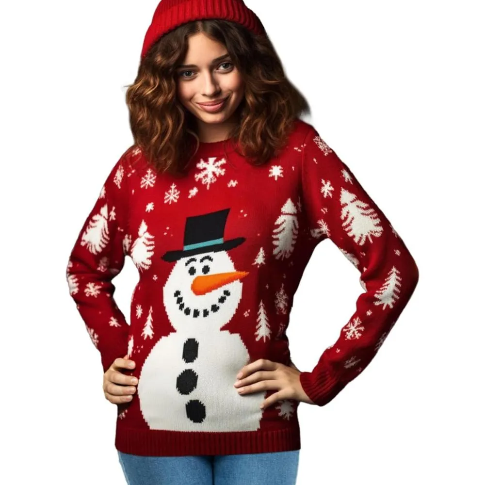 Cozy Christmas Crewneck Sweater With Novelty Print
