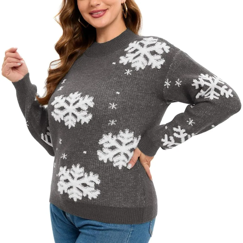 Cozy Christmas Crewneck Sweater With Novelty Print
