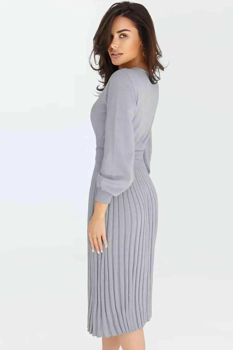 Cozy Sway Long Sleeve Pleated Sweater Dress