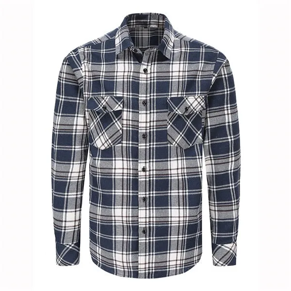Dioufond Mens Pocket Flannel Plaid Cotton Shirt Long Sleeve Checkered Casual Slim Fit Black Warm Autumn Winter Shirts New