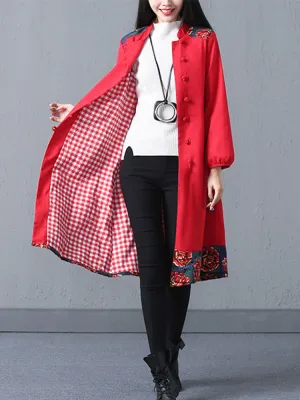 Elegant Chinese Button A-Line Coats