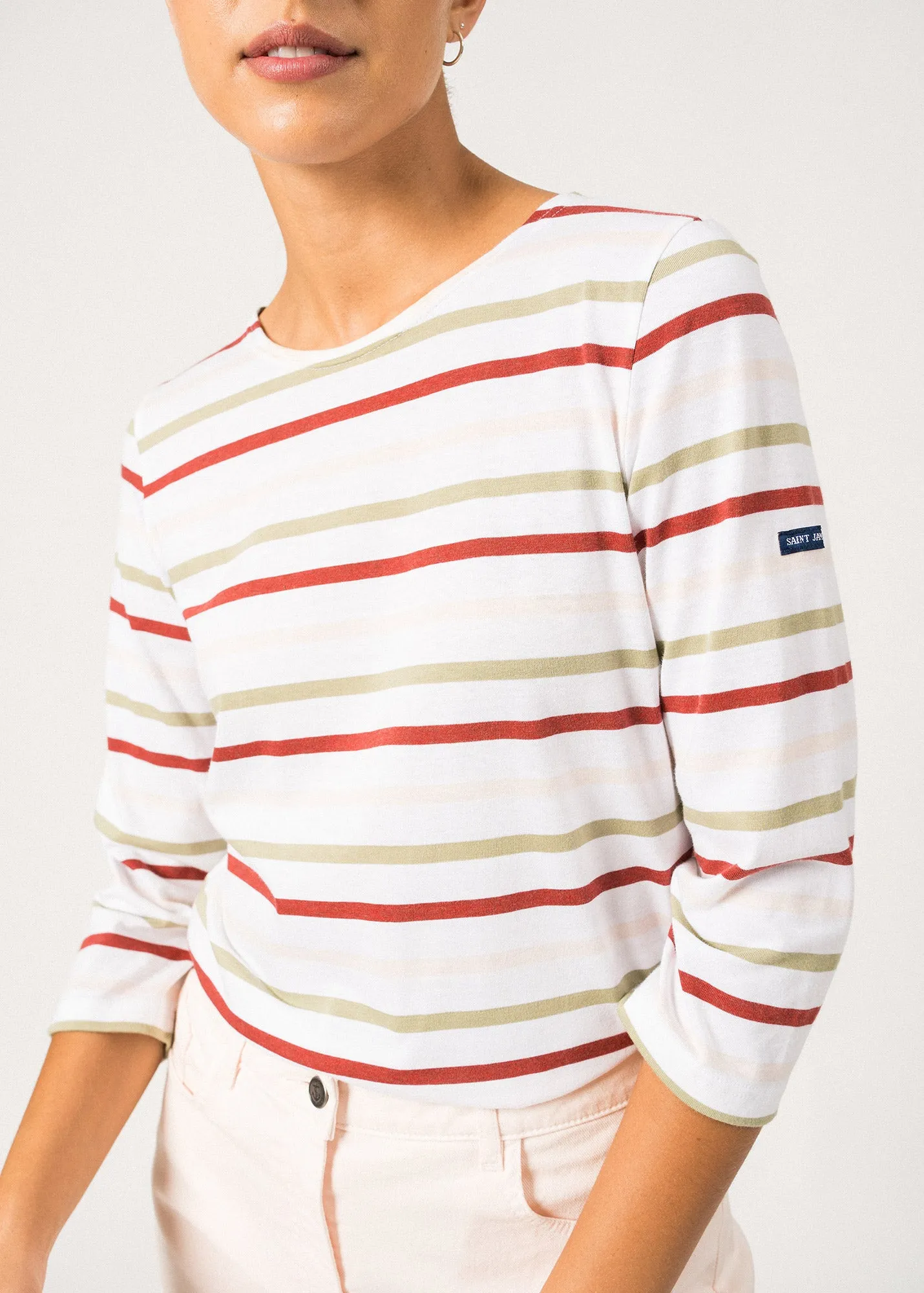 Galathe multicolour striped sailor shirt - slim fit, in light cotton (NEIGE/AMANDIER/TERRACOTA/POUDRE)