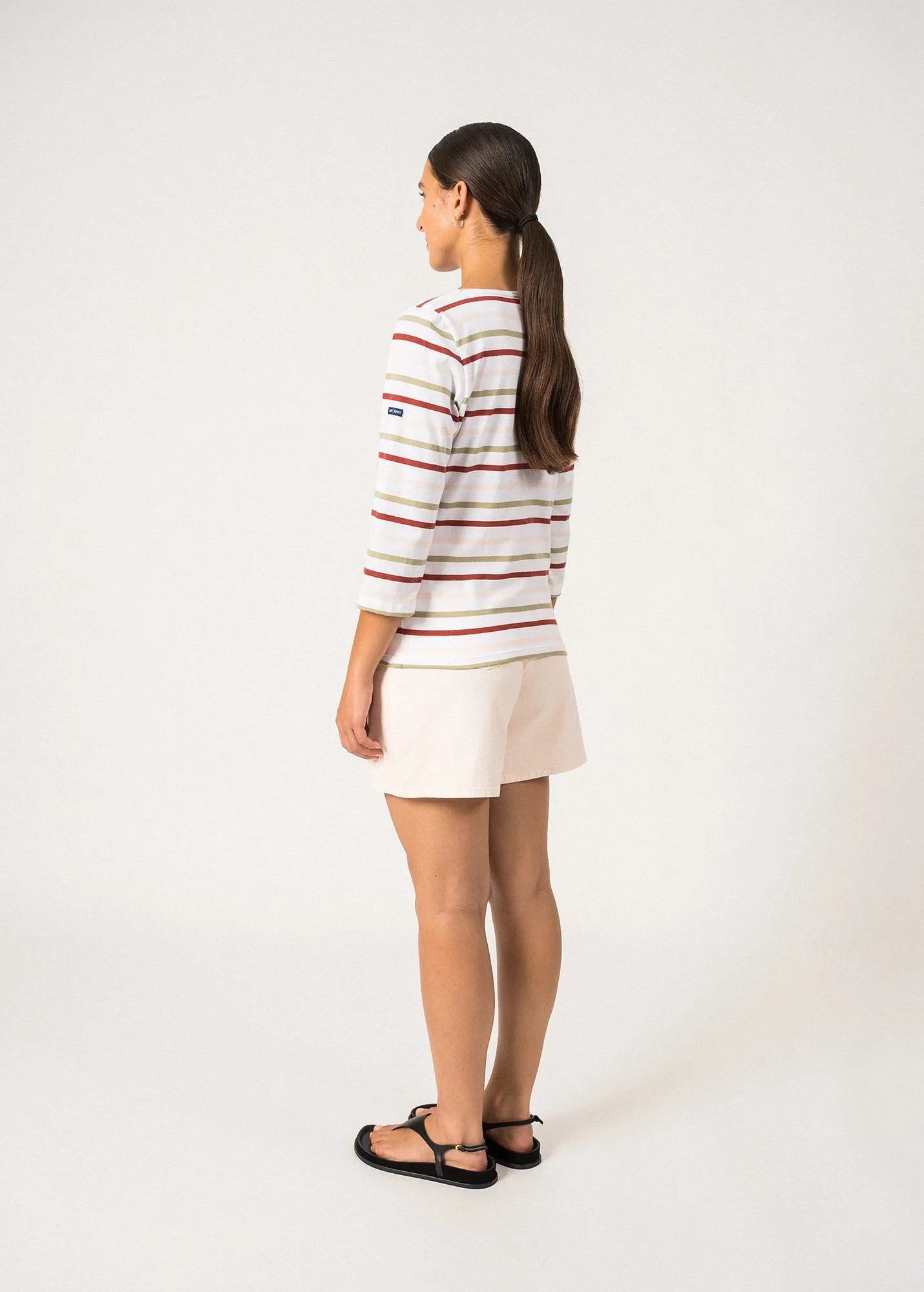 Galathe multicolour striped sailor shirt - slim fit, in light cotton (NEIGE/AMANDIER/TERRACOTA/POUDRE)