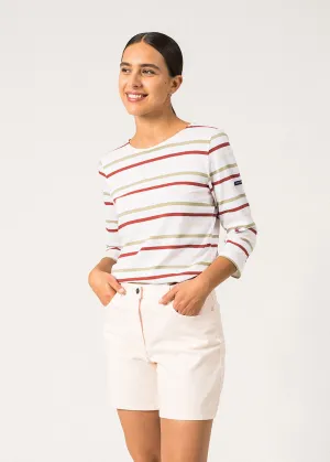 Galathe multicolour striped sailor shirt - slim fit, in light cotton (NEIGE/AMANDIER/TERRACOTA/POUDRE)