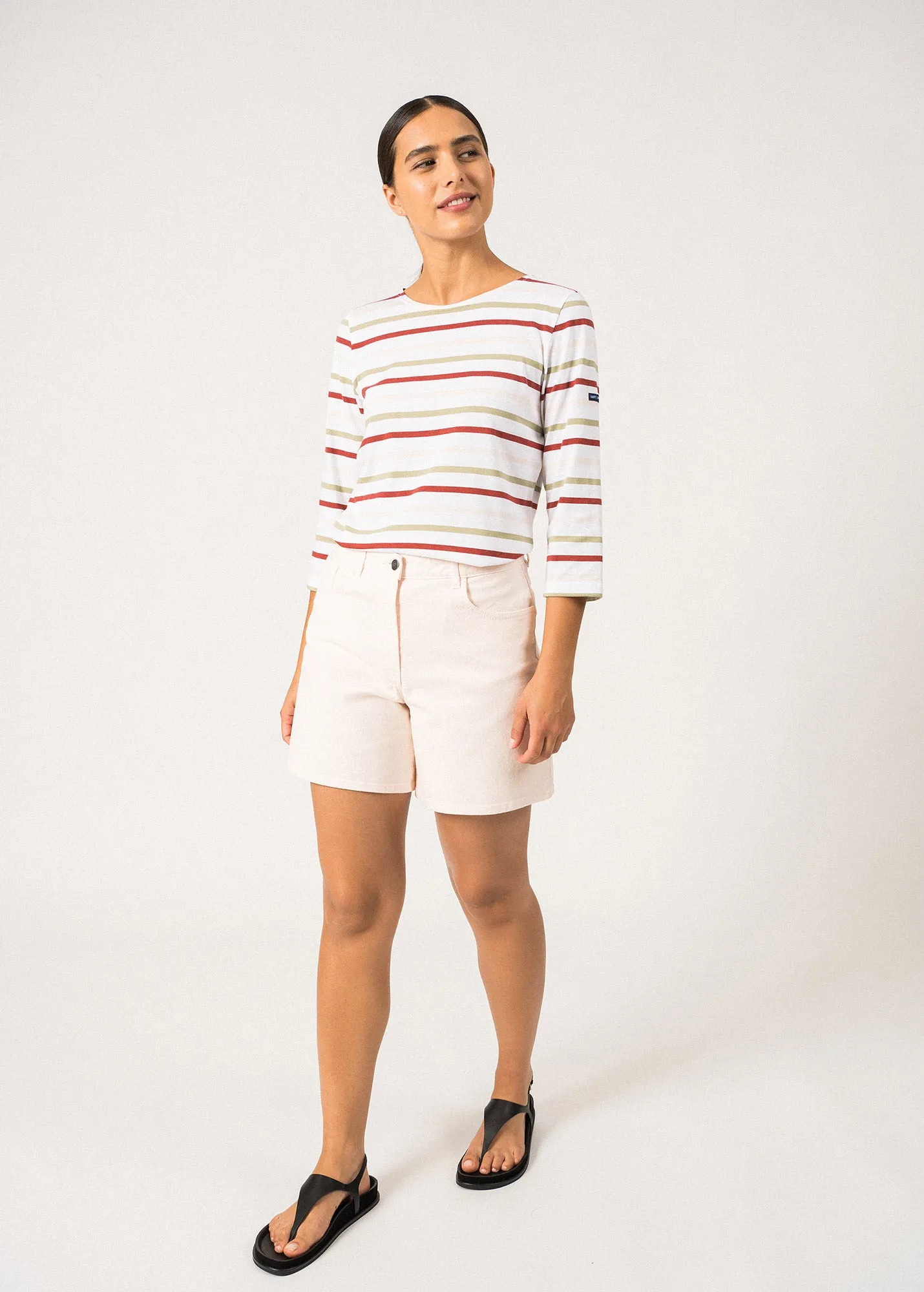 Galathe multicolour striped sailor shirt - slim fit, in light cotton (NEIGE/AMANDIER/TERRACOTA/POUDRE)