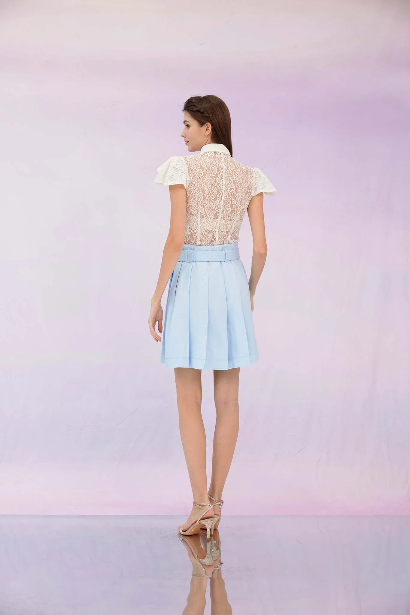 Garima White Lace Button Top