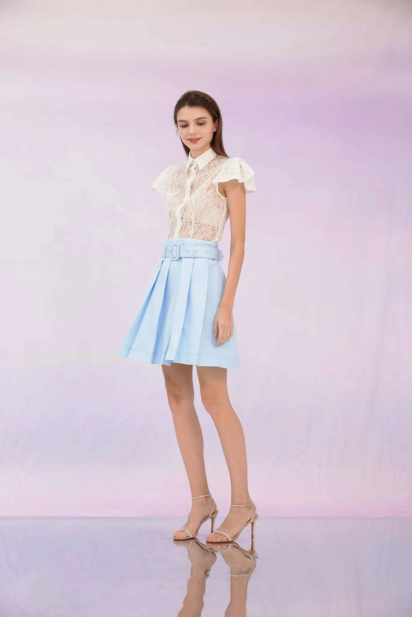 Garima White Lace Button Top