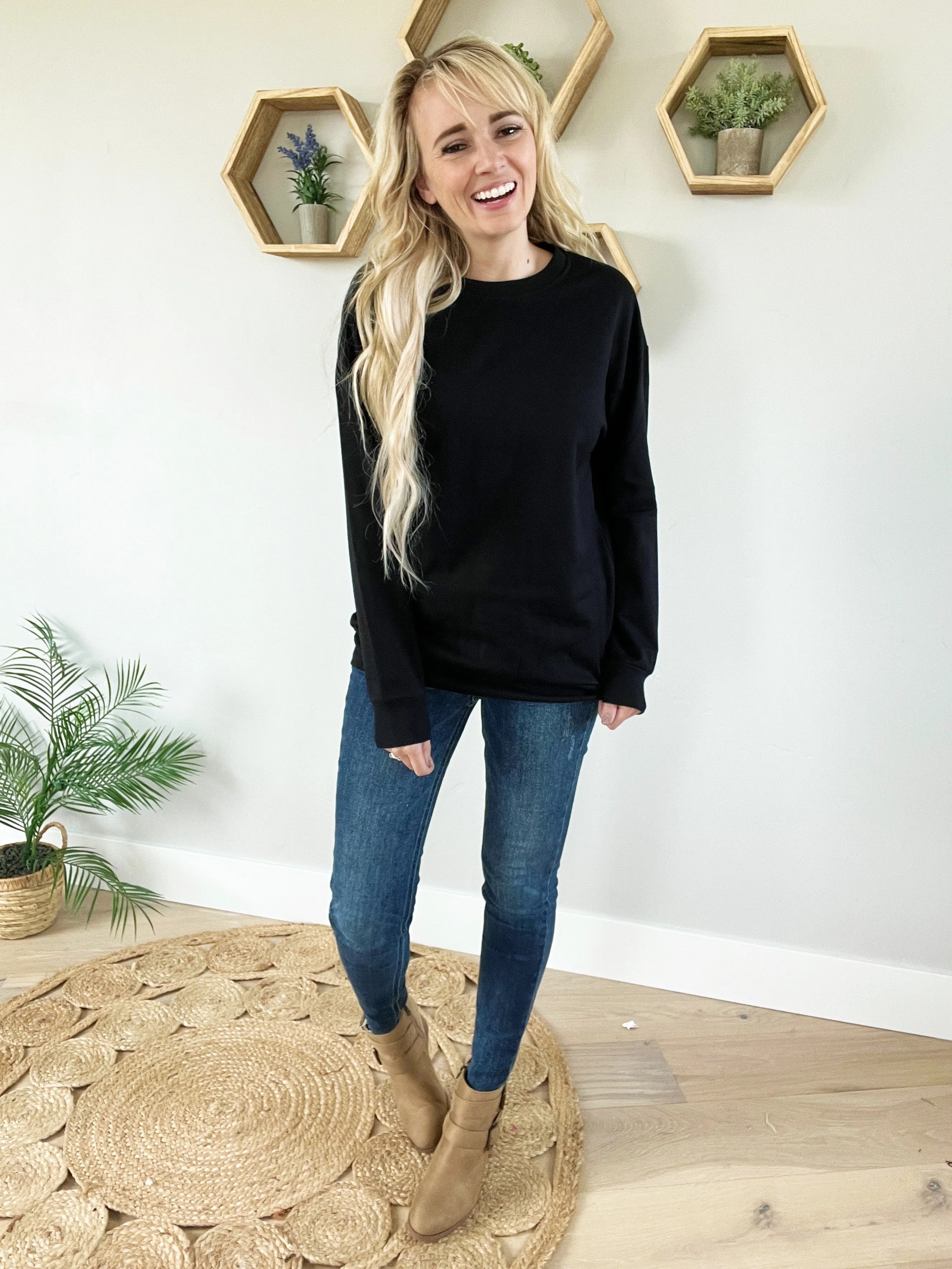 Get The Job Done Long Sleeve Fleece Lined Top (Multiple Colors)