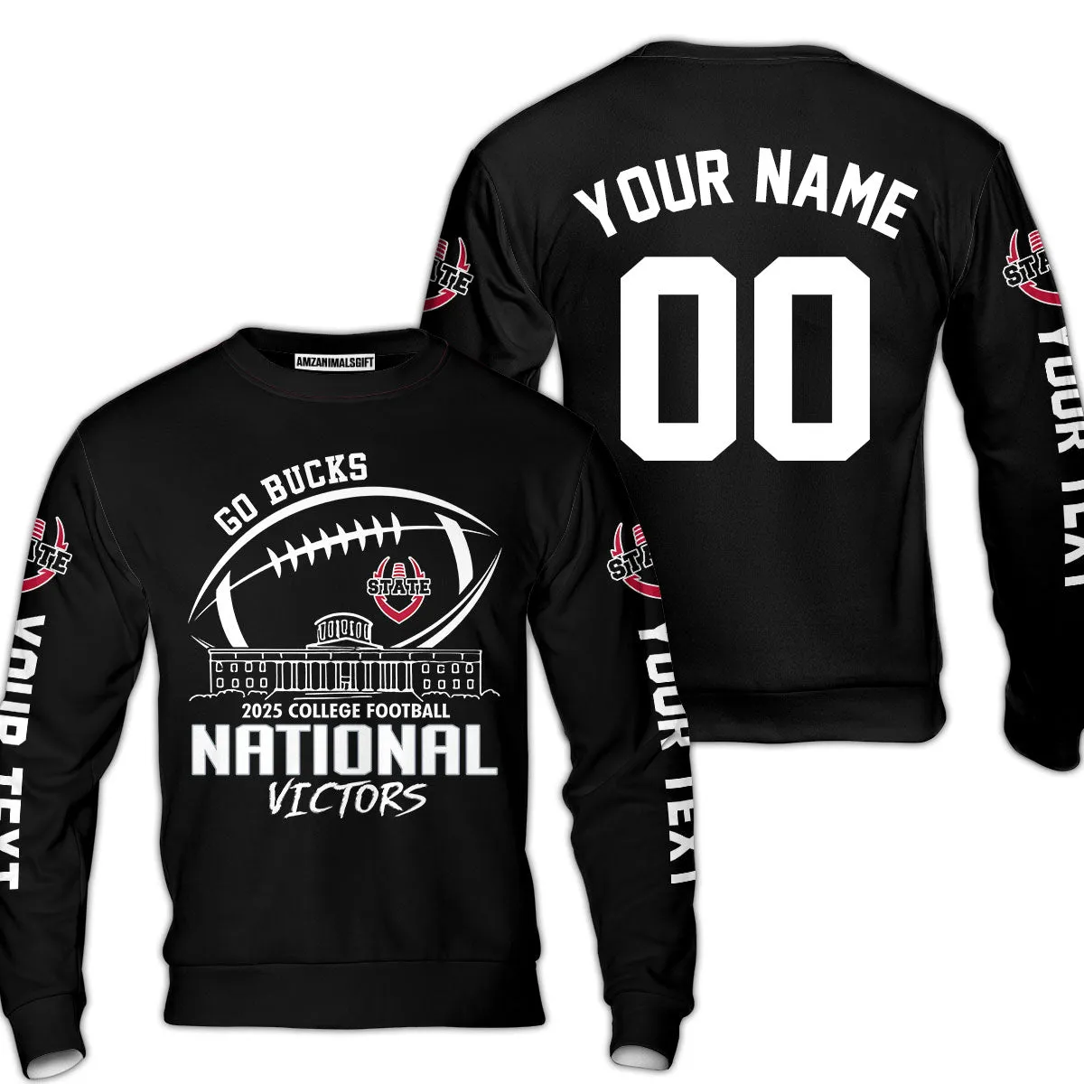Go Bucks 2025 College Football Victors Custom 2 Sided Long Sleeve Shirt, National Winner Shirt, 2025 Champions Columbus Ohio Custom Long Sleeve Shirts