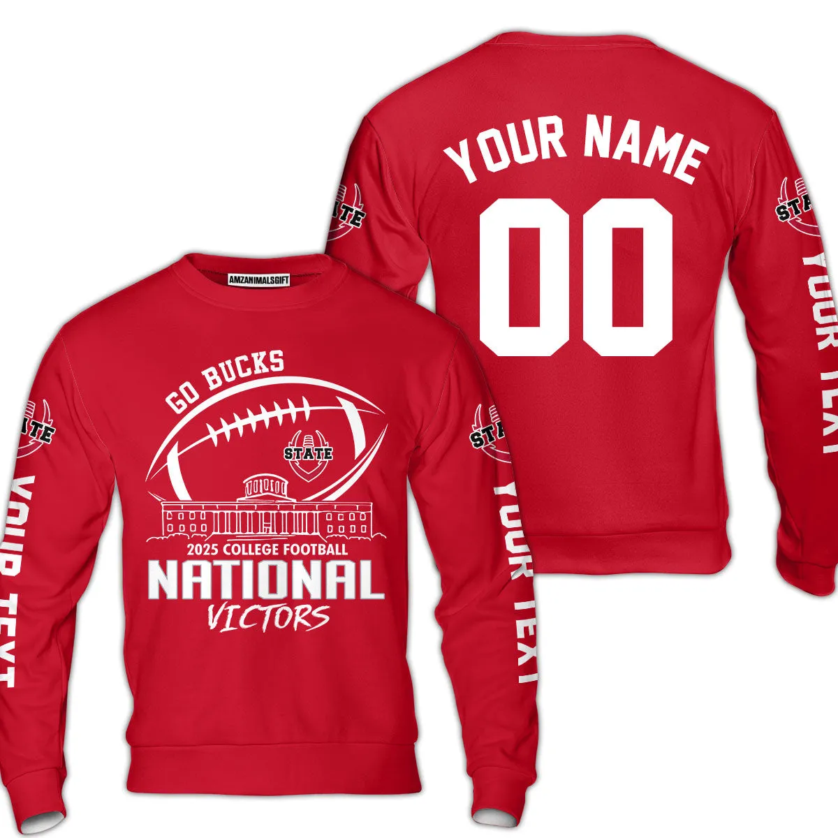 Go Bucks 2025 College Football Victors Custom 2 Sided Long Sleeve Shirt, National Winner Shirt, 2025 Champions Columbus Ohio Custom Long Sleeve Shirts