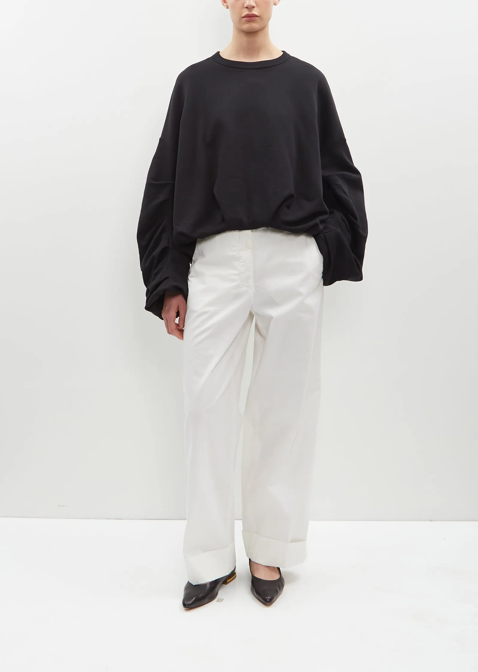 Hannett Draped Cotton Sweatshirt — Black