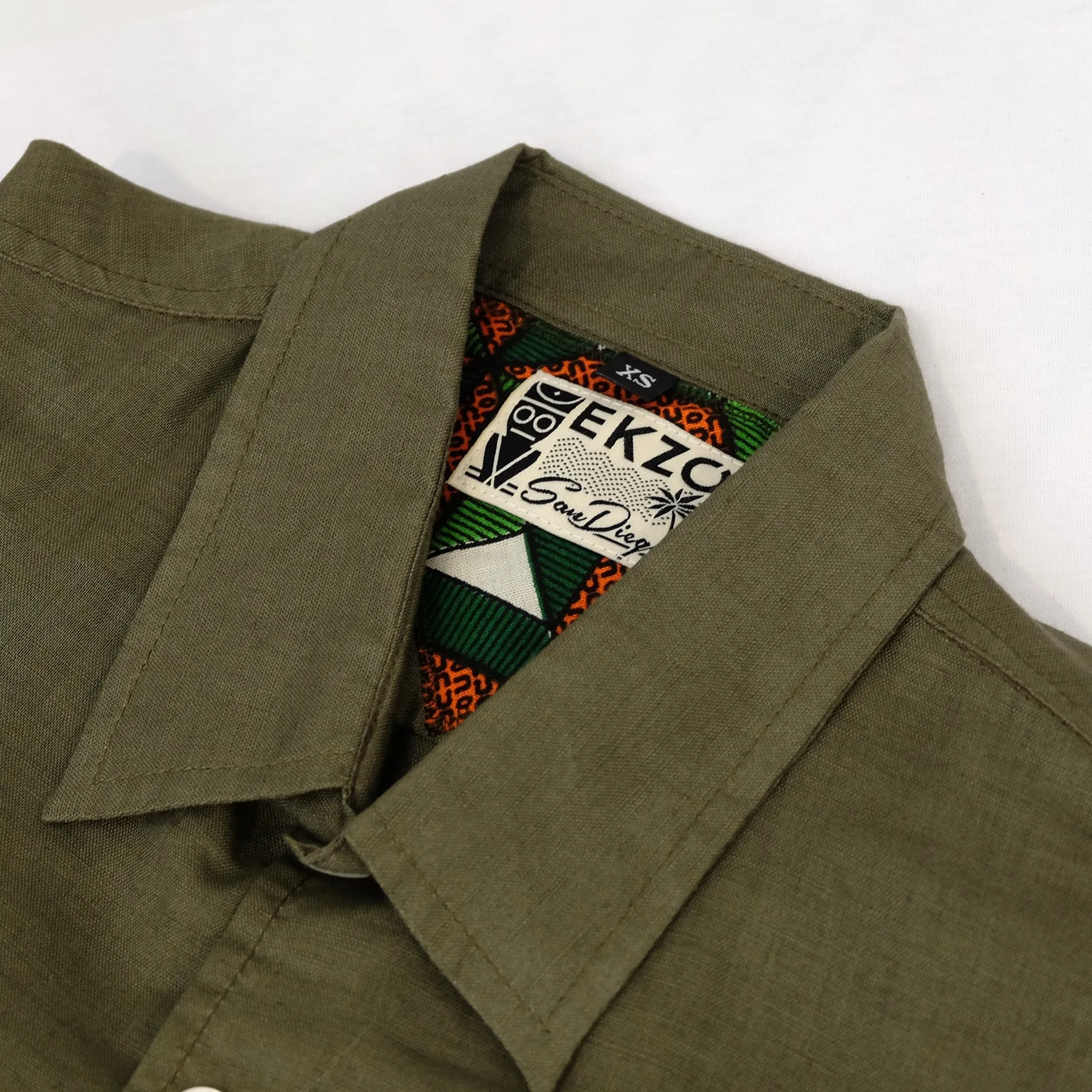 Linen Hemp Button Down Shirt - Olive