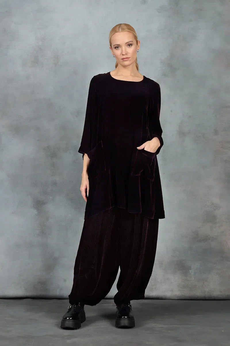 Loose Merlot Silk Velvet Trousers