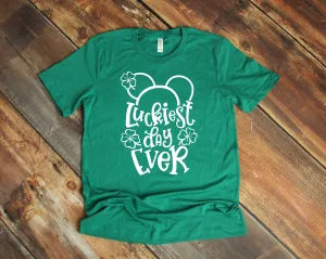 Luckiest Day Ever - St. Patrick's Day Mickey Mouse T Shirt- Shamrock - Clover - Lucky Mickey - Disney St. Patty's Day
