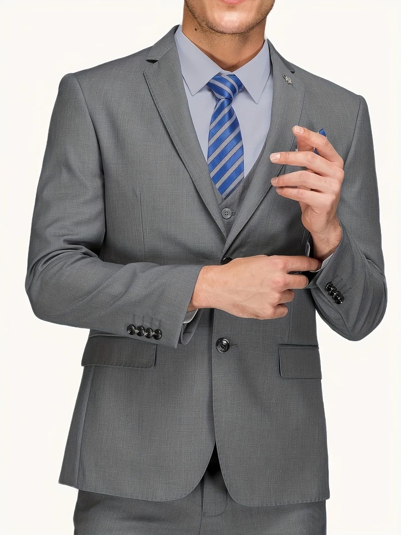 Mens Classic SlimFit Light Grey Blazer Timeless Elegance