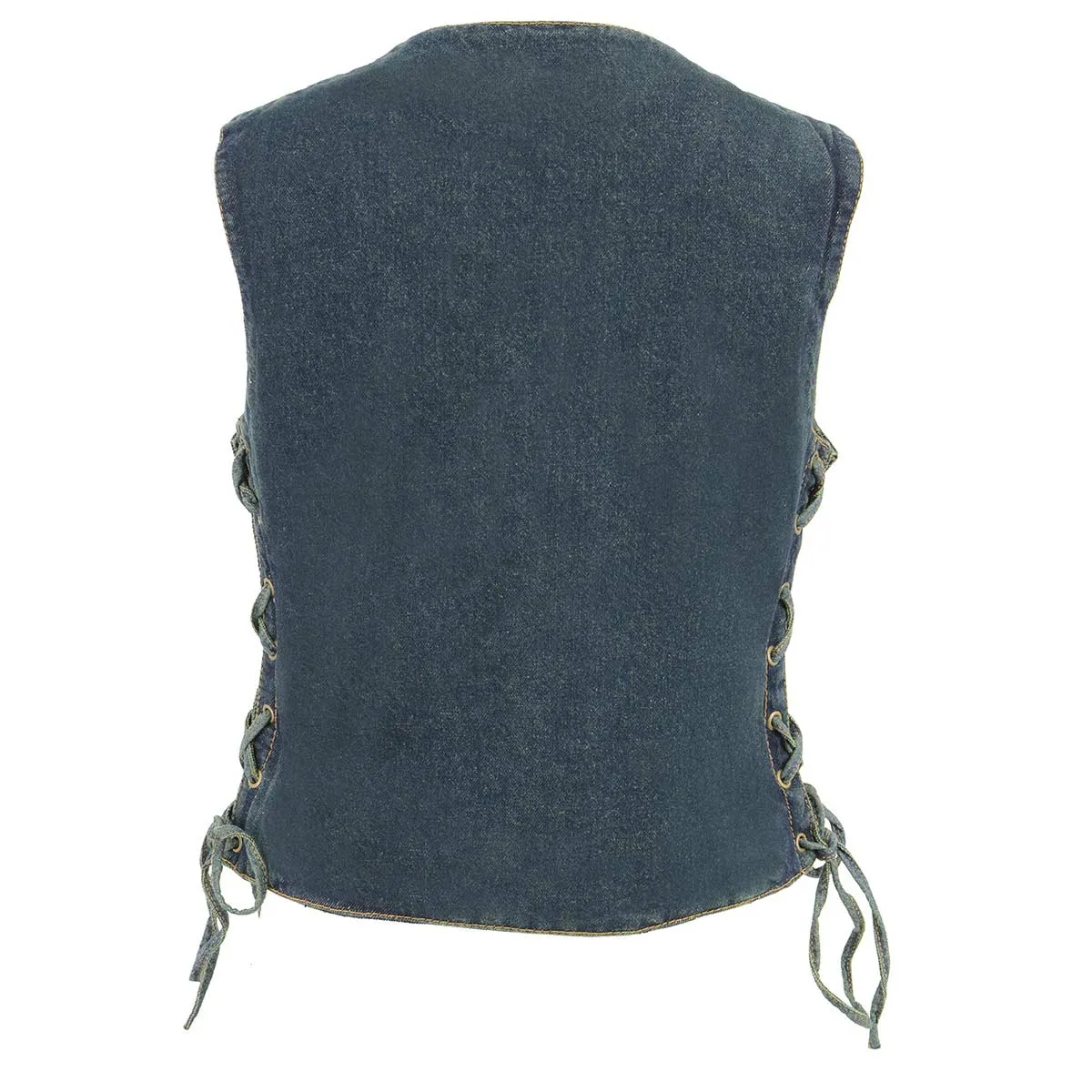 Milwaukee Leather MDL4020 Women's Classic Blue 6 Pocket Side Lace Denim Vest