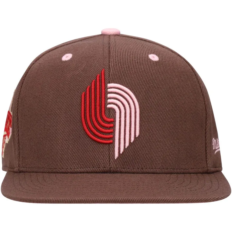 Mitchell & Ness Portland Trail Blazers Brown NBA Draft Hardwood Classics Brown Sugar Bacon Fitted Hat