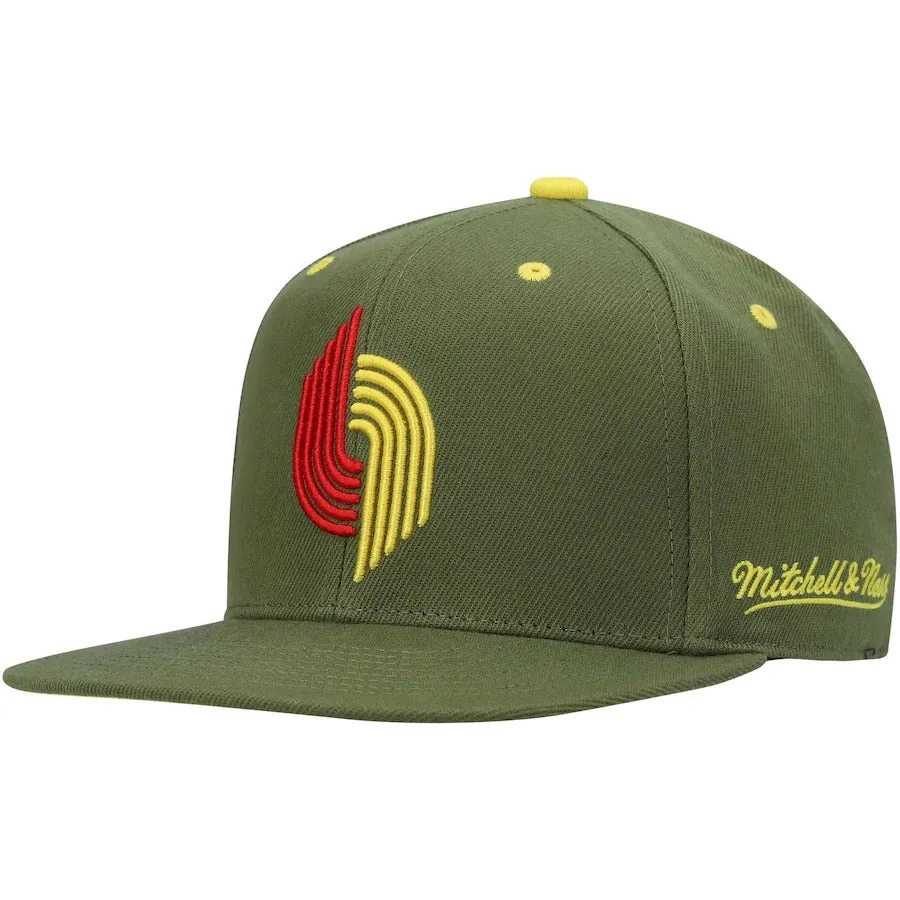 Mitchell & Ness x Lids Portland Trail Blazers Olive NBA Draft Patch Hardwood Classics Dusty Fitted Hat