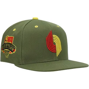 Mitchell & Ness x Lids Portland Trail Blazers Olive NBA Draft Patch Hardwood Classics Dusty Fitted Hat