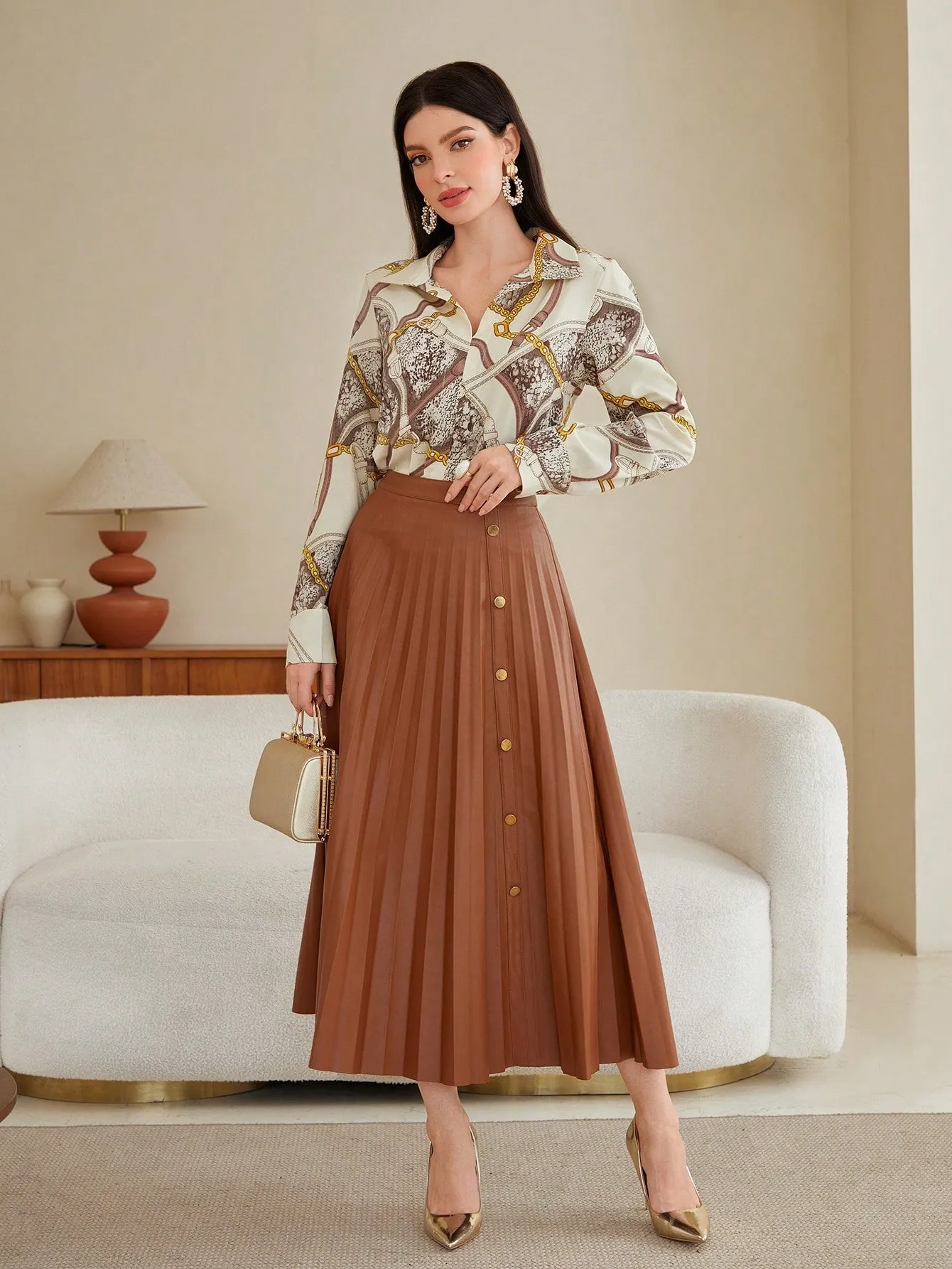 Mulvari Chain & Snakeskin Print Blouse