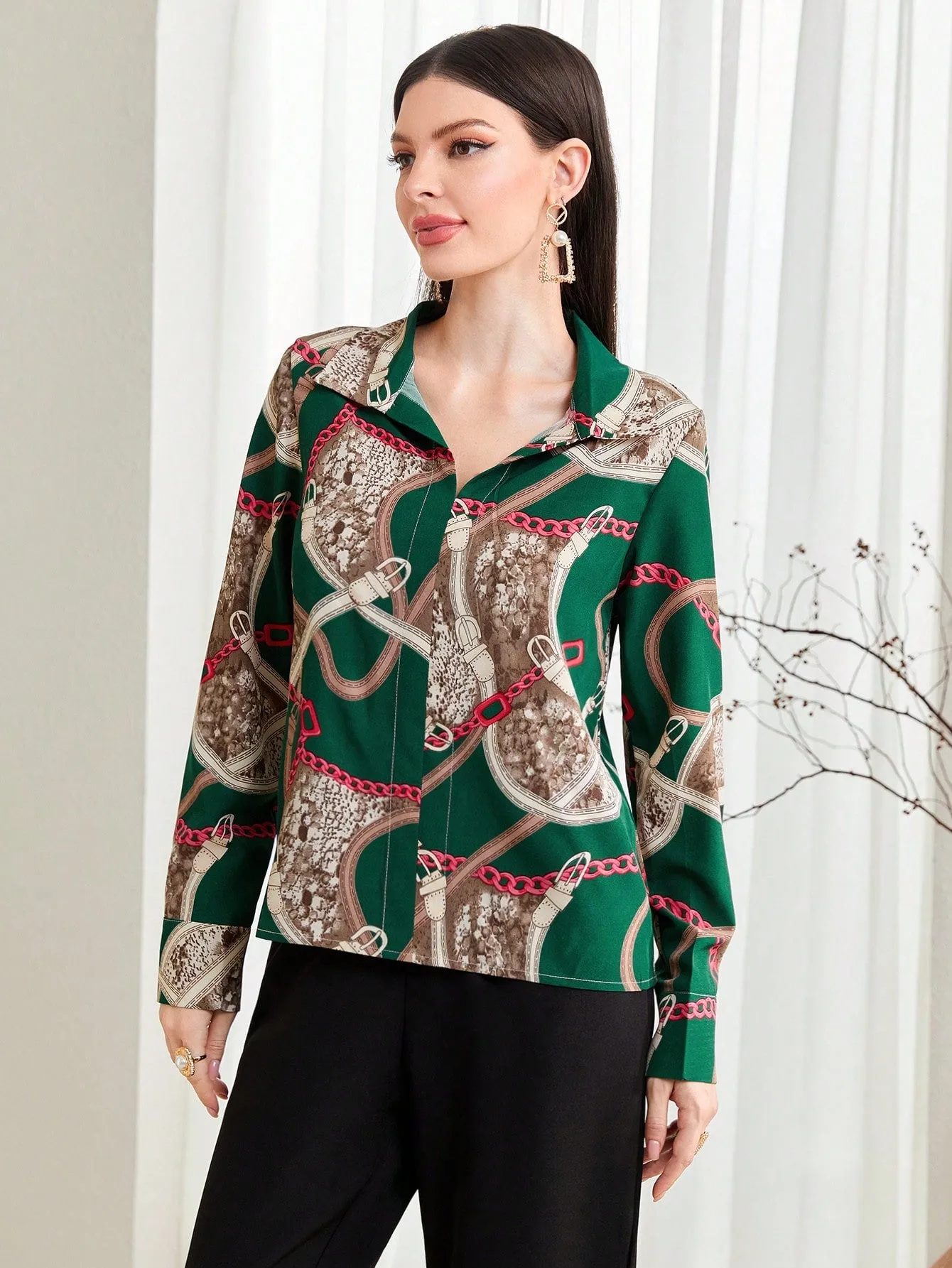 Mulvari Chain & Snakeskin Print Blouse