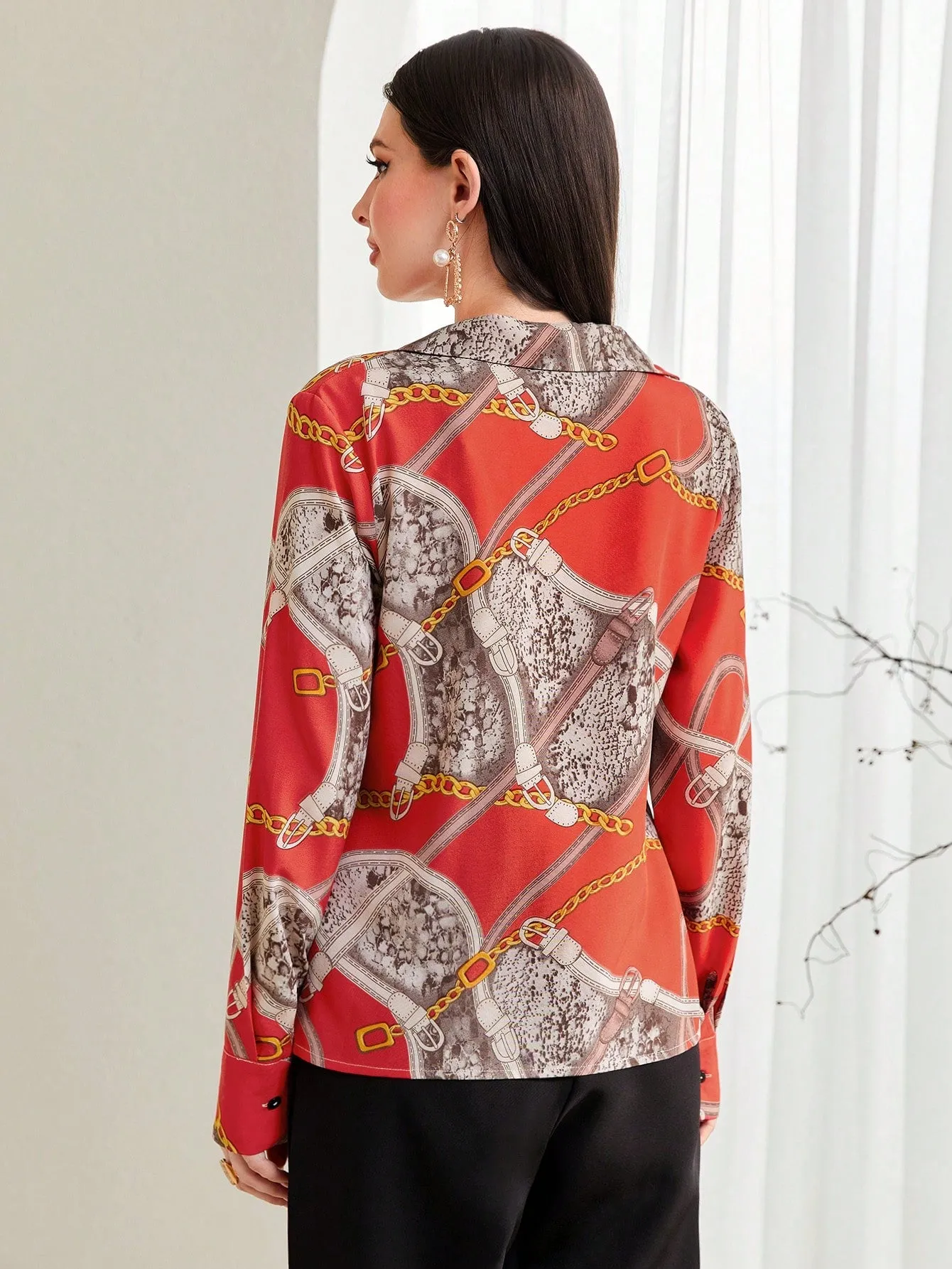 Mulvari Chain & Snakeskin Print Blouse