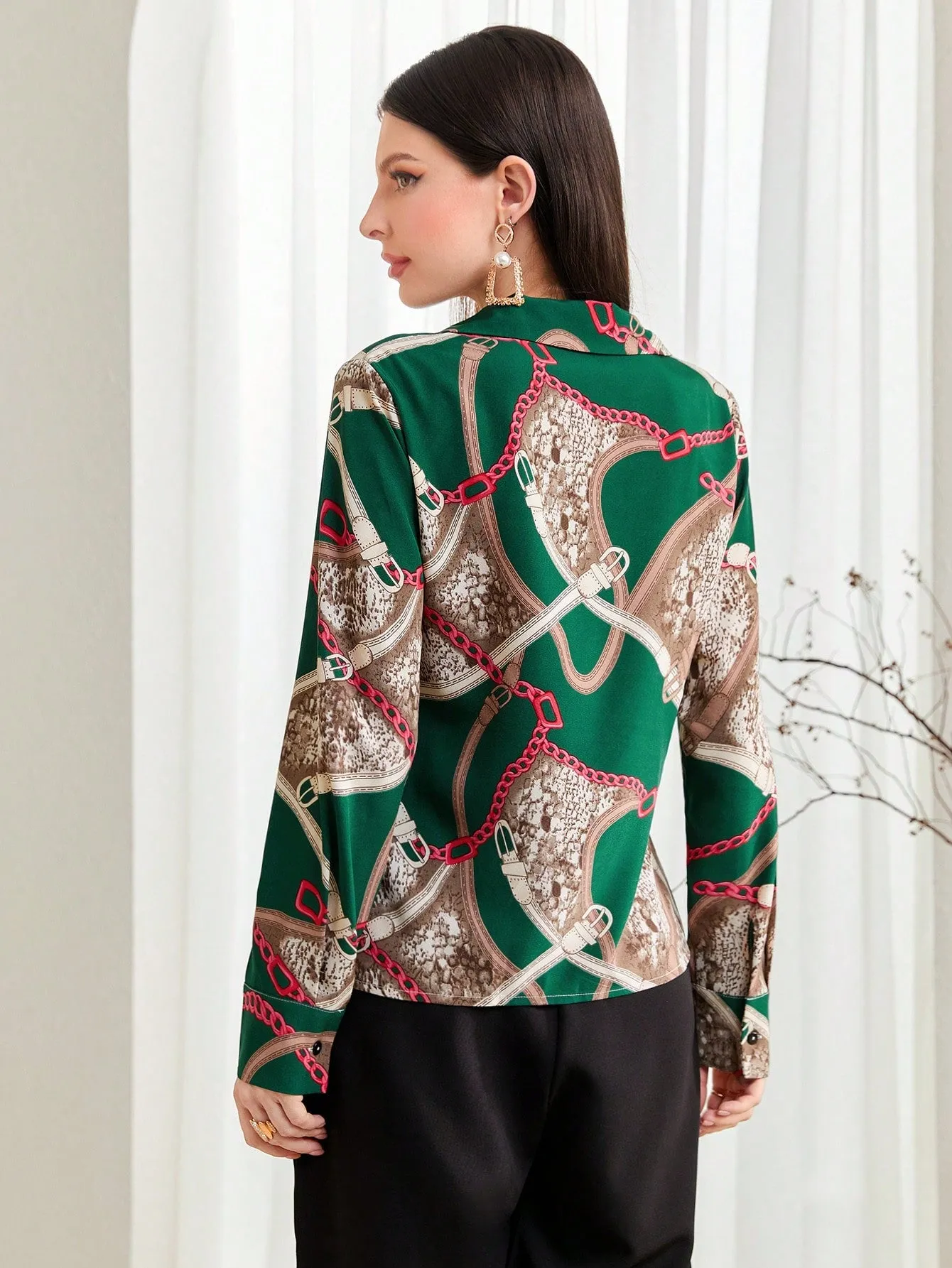 Mulvari Chain & Snakeskin Print Blouse