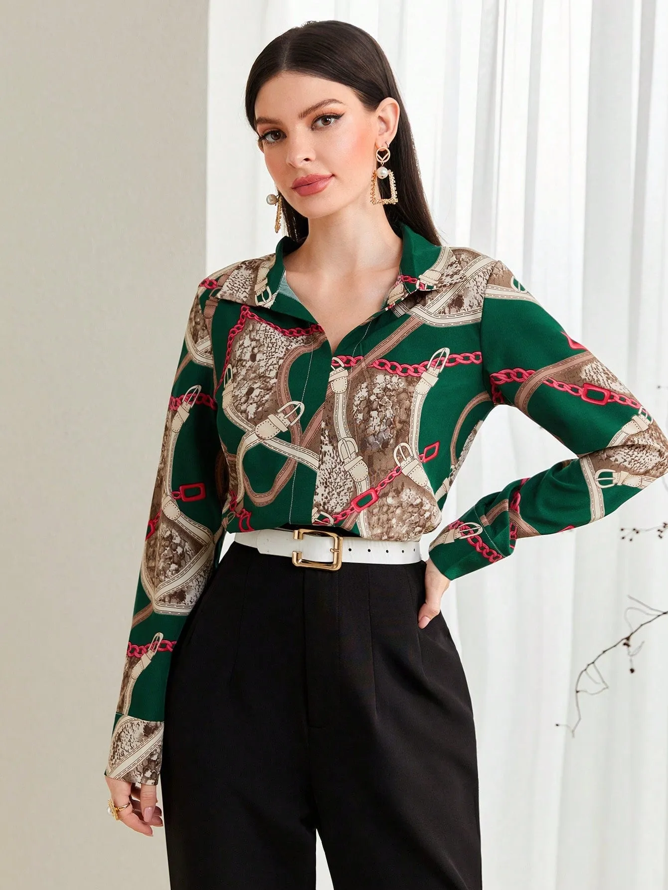 Mulvari Chain & Snakeskin Print Blouse