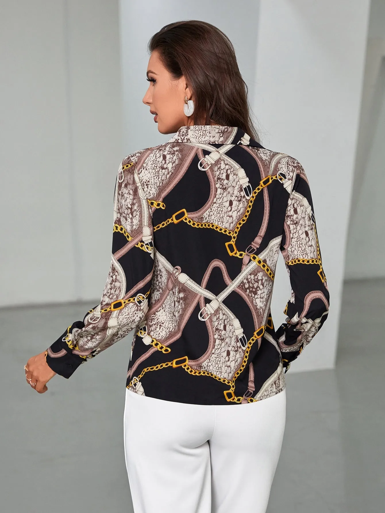 Mulvari Chain & Snakeskin Print Blouse