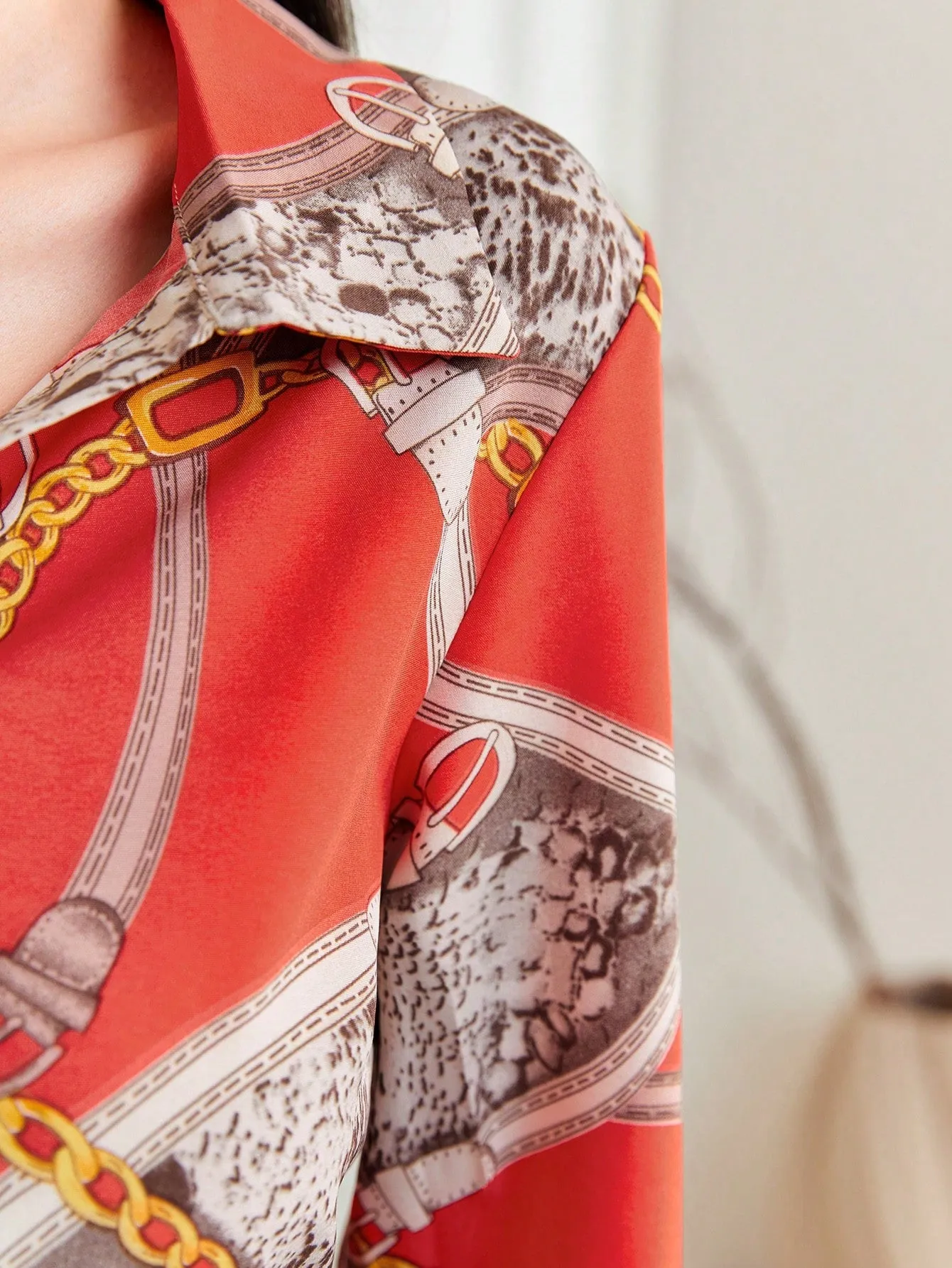 Mulvari Chain & Snakeskin Print Blouse