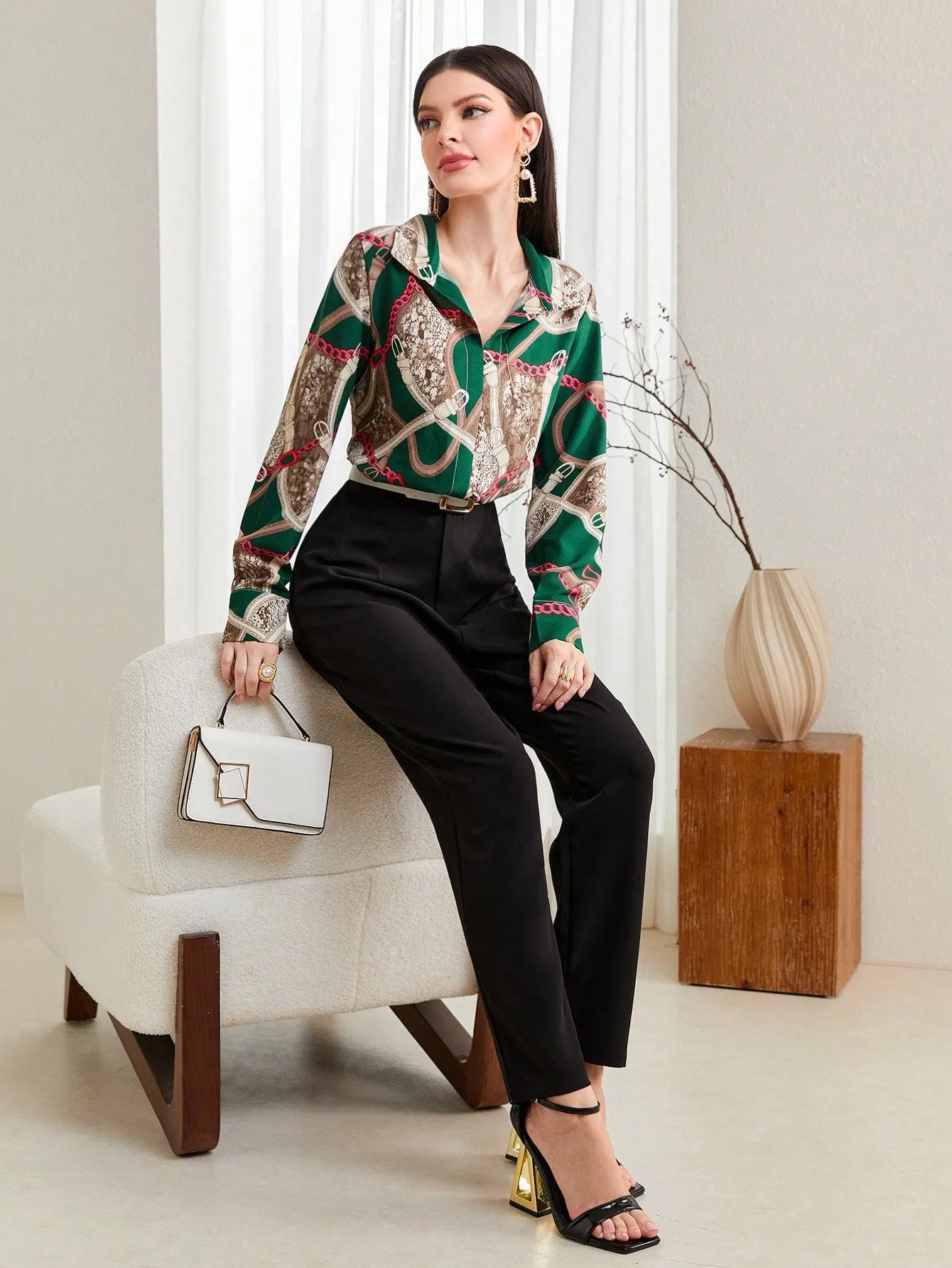 Mulvari Chain & Snakeskin Print Blouse
