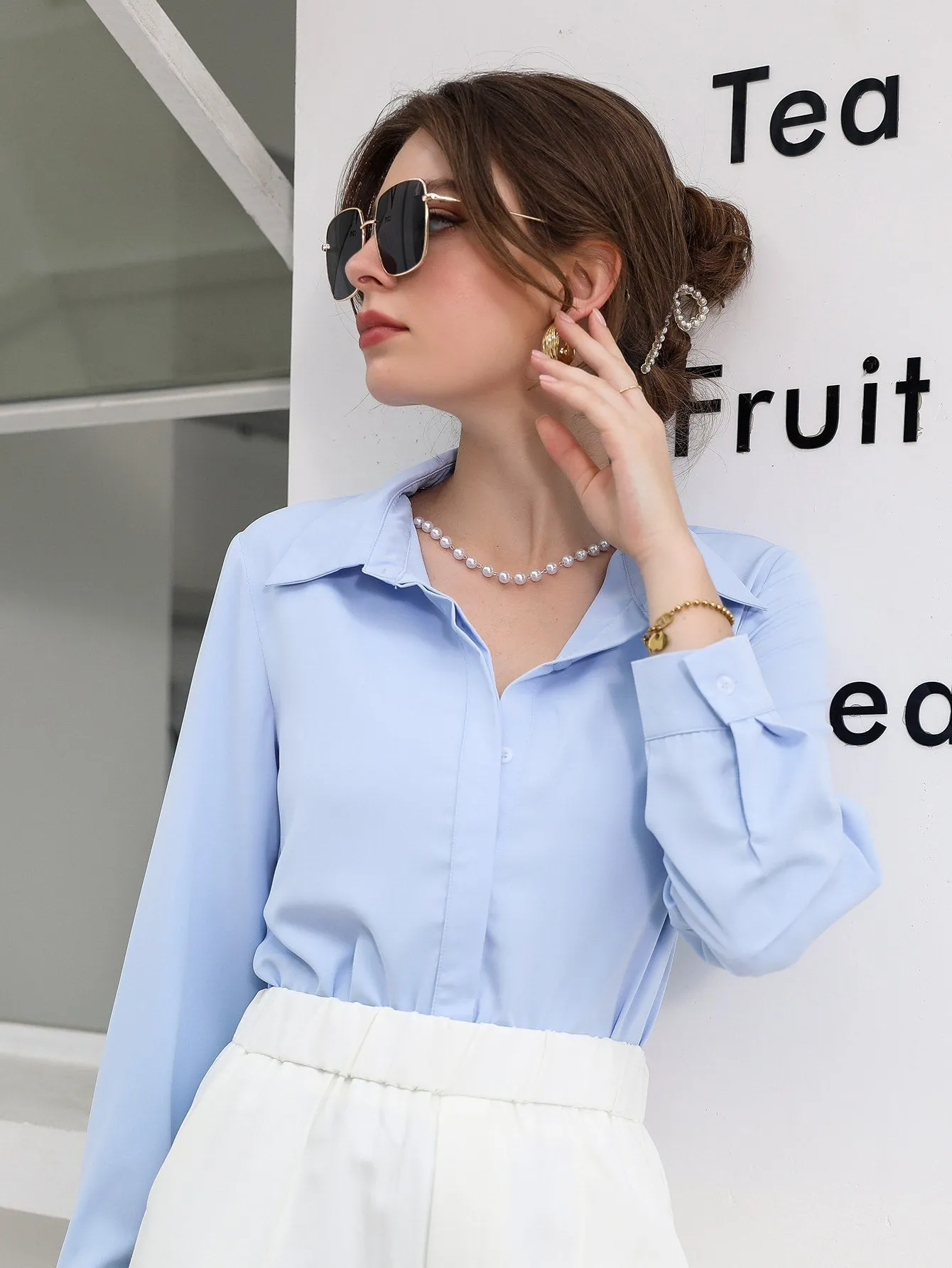 Mulvari Solid Hidden Button Placket Shirt